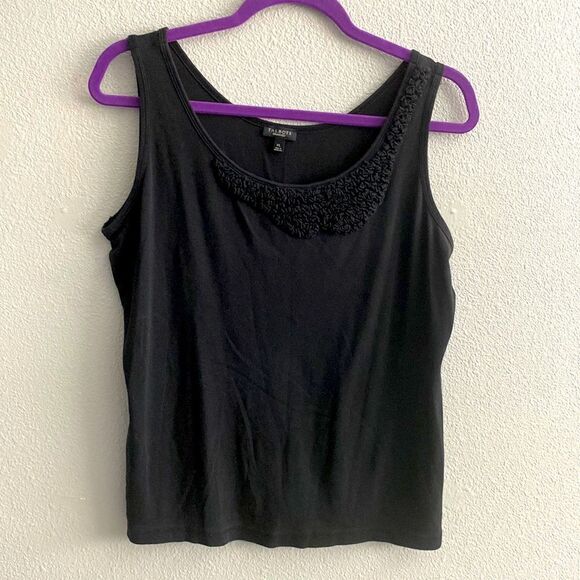 Talbots black tank with ruffle abstract detail Size x Large - Picture 1 of 4